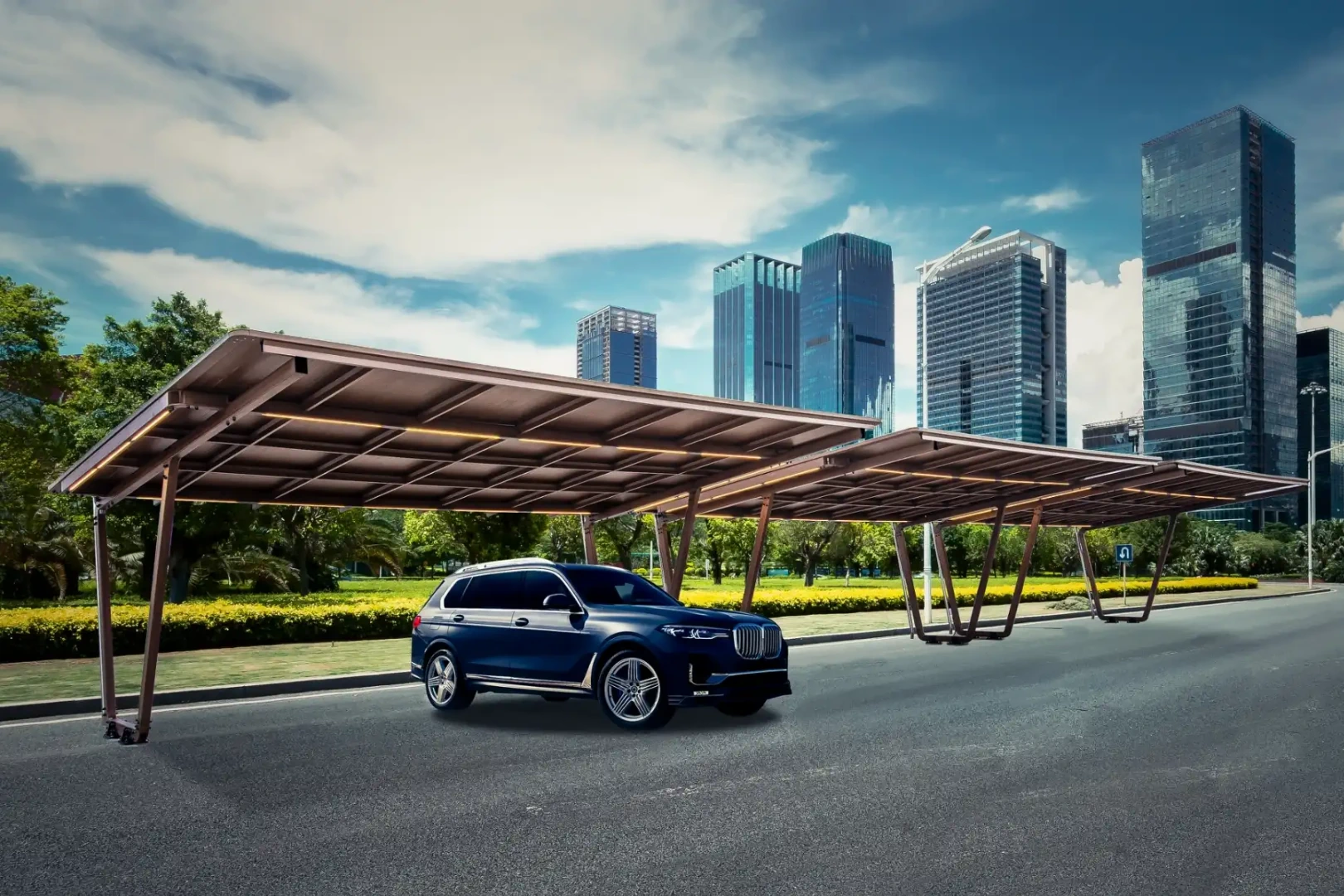 Aluminum Carport with Solar Rooftop ที่ดี ต้องเริ่มจากโครงสร้าง | คู่มือเลือกโรงจอดรถโซลาร์เซลล์ให้คุ้มค่าในระยะยาว