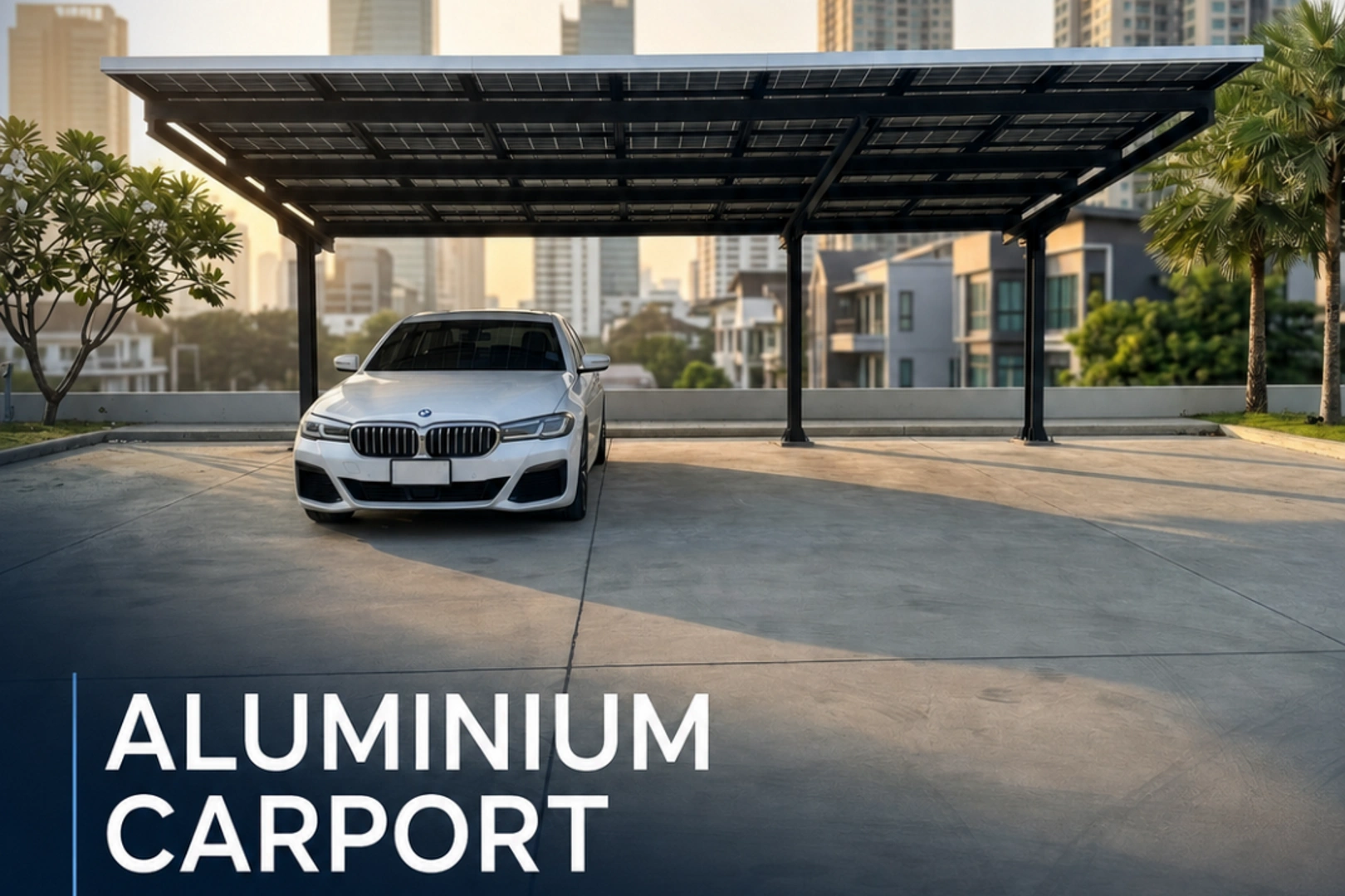 โรงจอดรถอะลูมิเนียม Aluminium Carport P Class สำหรับบ้านและพื้นที่จอดรถโครงการ