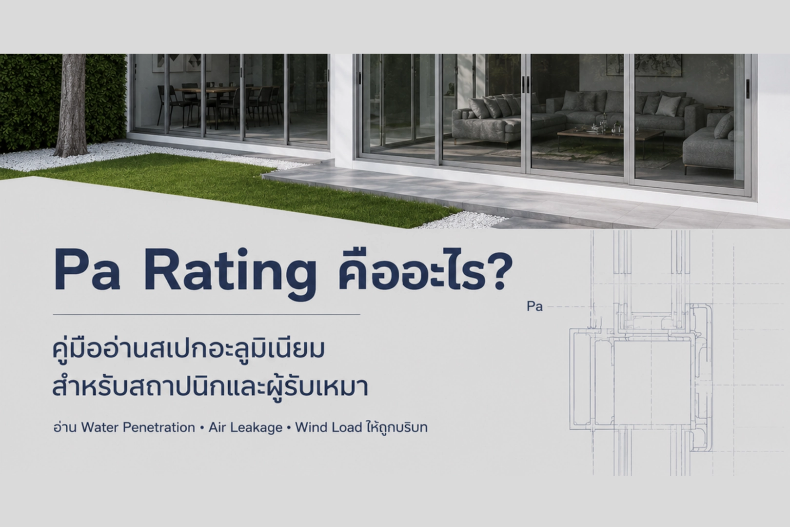 Pa Rating คืออะไร? คู่มืออ่านสเปกอะลูมิเนียมสำหรับสถาปนิกและผู้รับเหมา